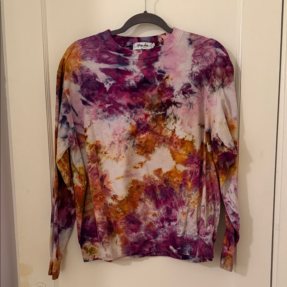 Tie-Dye Long Sleeve Sweater - Purple & Orange